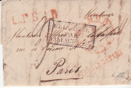 BELGIUM USED COVER 08/04/1834 NAMUR VERS PARIS BELGIQUE PAR VALENCIENNES GRIFFE APRES LE DEPART - 1830-1849 (Onafhankelijk België)