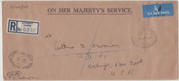 GAMBIA - 1955 - On His Majesty's Service - Air Mail - Official Paid - Registered - Viaggiata Da Bathurst Per Hastings... - Gambie (...-1964)