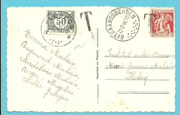 339 Op Kaart Niet Ontwaard Te GEERAARDSBERGEN, Buiten Gebruik Sinds 1/7/1938 !!, Dus Getaxeerd Tx33  Stempel FLOBECQ - 1932 Cérès Et Mercure