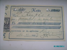 LATVIA  CHECK 1937  100 LATS WITH REVENUE STAMP   , 0 - Cheques & Traverler's Cheques