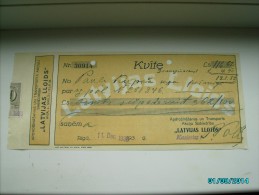 LATVIA  LLOYD  INSURANCE CHECK 1936  111,62 LATS WITH REVENUE STAMP   , 0 - Cheques En Traveller's Cheques