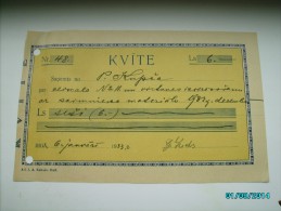 LATVIA   CHECK 1933  6 LATS    , 0 - Chèques & Chèques De Voyage