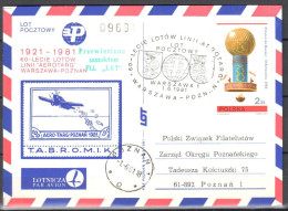 Poland 1981 60th Anniv "Aerotarg" Airlines -  Flight Card - Vliegtuigen