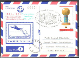 Poland 1981 60th Anniv "Aerotarg" Airlines -  Flight Card - Flugzeuge