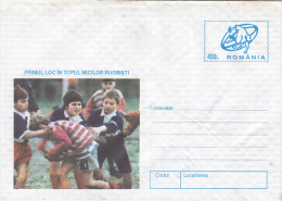 101- RUGBY, CHILDRENS, COVER STATIONERY, ENTIER POSTAL, 1997, ROMANIA - Rugby