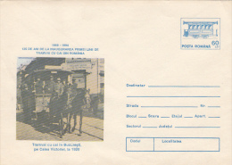 113- TRAM, TRAMWAY, FIRST HORSE TRAMWAY IN BUCHAREST, COVER STATIONERY, ENTIER POSTAL, 1994, ROMANIA - Tramways