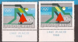 1980  1821-22 JUGOSLAVIJA JUGOSLAWIEN OLYMPISCHE WINTERSPIELE LAKE PLACID TYP I GUM MAT-TYP II GUM LUCID COLOR I II  MNH - Invierno 1980: Lake Placid