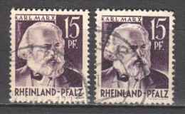 Germany Rheinland Pfalz 1947 Mi 5YV Type I + II Canceled - Rhine-Palatinate