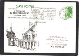 Entier Postal  Yvert 2318 CP1 Gandon Repiquage Recto Verso St Médard En Jalles Gironde 1985 - Overprinter Postcards (before 1995)