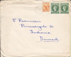 Australia CAMPER DAWN (NSW) 1955 Cover To Denmark Kangaroo & First South Australia Stamp (2 Scans) - Briefe U. Dokumente