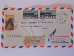 Nouvelle Caledonie Lettre Recommande  De Noumea 1952 Pour Lyon - Storia Postale