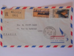 Nouvelle Caledonie Lettre Recommande  De Noumea 1953 Pour Lyon - Brieven En Documenten