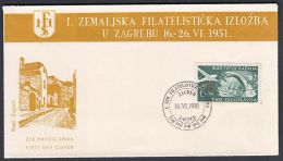 Yugoslavia 1951, Illustrated Cover "1st Philatelic Exhibition In Zagreb" W./ Special Postmark "Zagreb", Ref.bbzg - Cartas & Documentos