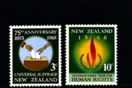 NEW ZEALAND - 1968  SUFFRAGE AND HUMAN RIGHTS  SET  MINT NH - Neufs