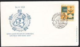 Yugoslavia 1959, Illustrated Cover "United Nations Day 1959" W./ Special Postmark "Ljubljana", Ref.bbzg - Cartas & Documentos