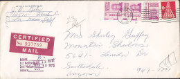 United States CERTIFIED MAIL, La MESA Calif. 1970 Cover Lettre To LONDON England 3x Andrew Jackson Stamps - Other & Unclassified