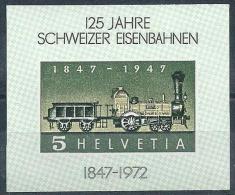 Block  "125 Jahre Schweizer Eisenbahn"                 1972 - Chemins De Fer