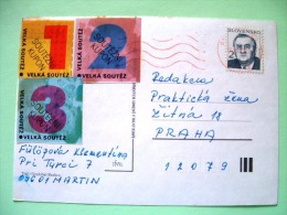 Slovakia 1994 Postcard "painting Flowers Sunflowers" Sent Locally - President Kovac - Lettres & Documents