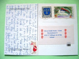 Slovakia 1996 Postcard "Piestany River Bridge Church" Sent Locally - Dubnica Arms - Ship - Brieven En Documenten