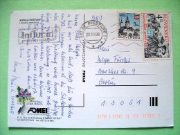 Slovakia 1998 Postcard "Piestany" Sent To Berlin - Banska Church - Slovak Uprising Soldiers Horse - Briefe U. Dokumente