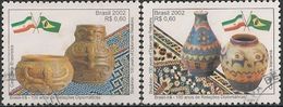 BRAZIL - COMPLETE SET CENTENARY OF DIPLOMATIC RELATIONS BETWEEN BRAZIL AND IRAN  2002 - USED - Usati