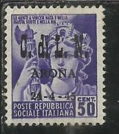 ITALY ITALIA 1945 CLN ARONA MONUMENTS DESTROYED OVERPRINTED MONUMENTI DISTRUTTI SOPRASTAMPATO 50 CENT MNH - Comitato Di Liberazione Nazionale (CLN)