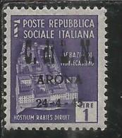 ITALY ITALIA 1945 CLN ARONA MONUMENTS DESTROYED OVERPRINTED MONUMENTI DISTRUTTI SOPRASTAMPATO LIRE 1 MNH - Comitato Di Liberazione Nazionale (CLN)