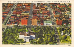 ETATS UNIS   SOUTH CAROLINA  COLUMBIA  AIRPLANE VIEW OF CAPITOL AND BUSINESS SECTION LOOKING UP MAIN STREET - Columbia