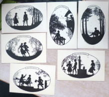 RARE LOT Serie Complete 6x Litho Illustrateur FORCK OMBRE SILHOUETTE SCHATTENBILDER  REIHE AUS DEUTSCHEN LIEDERN - Silhouetkaarten