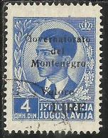OCCUPAZIONE ITALIANA MONTENEGRO 1942 GOVERNATORATO BLACK OVERPRINTED SOPRASTAMPA NERA LIRE 4 D USED - Montenegro