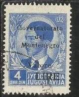 OCCUPAZIONE ITALIANA MONTENEGRO 1942 GOVERNATORATO BLACK OVERPRINTED SOPRASTAMPA NERA LIRE 4 D USED - Montenegro