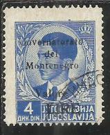 OCCUPAZIONE ITALIANA MONTENEGRO 1942 GOVERNATORATO BLACK OVERPRINTED SOPRASTAMPA NERA LIRE 4 D USED - Montenegro