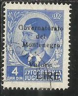 OCCUPAZIONE ITALIANA MONTENEGRO 1942 GOVERNATORATO BLACK OVERPRINTED SOPRASTAMPA NERA LIRE 4 D USED - Montenegro