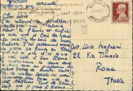 1949 MONTECARLO X ROMA SU 15F. LUIGI II° - Lettres & Documents