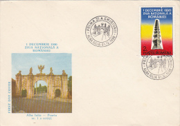 246- ROMANIAN NATIONAL DAY, ALBA IULIA MEDIAEVAL FORTRESS FIRST GATE, COVER FDC, 1990, ROMANIA - FDC