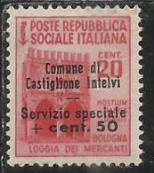 EMISSIONI LOCALI CASTIGLIONE D'INTELVI 1945 MONUMENTI DISTRUTTI MONUMENTS DESTROYED CENT. 50 SU 20 C. MNH - Emissions Locales/autonomes