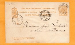 Luxembourg 1879 Card Mailed To Anvers - Stamped Stationery