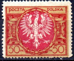 POLAND 1921 Eagle - 50m. - Red And Buff  MH - Ungebraucht