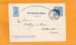 Luxembourg 1878 Card Mailed To Minster - Stamped Stationery