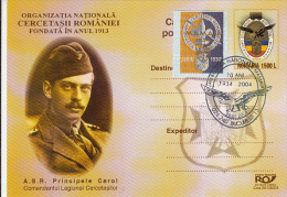 323- SCOUTS, SCUTISME, PRINCE CHARLES OF ROMANIA, PC STATIONERY, ENTIER POSTAL, 2004, ROMANIA - Storia Postale