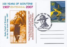 325- SCOUTS, SCUTISME, ROBERT BADEN POWELL, SPECIAL POSTCARD, 2007, ROMANIA - Covers & Documents