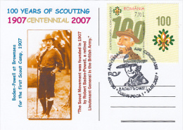 327- SCOUTS, SCUTISME, ROBERT BADEN POWELL, SPECIAL POSTCARD, 2007, ROMANIA - Brieven En Documenten