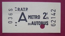 RATP METRO AUTOBUS 2e CLASSE - CARTE POSTALE 15 X 8 Cm - - Métro