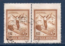 ARGENTINE Argentina 1972 Ski Yv 914 Paire Beau Decentrage OBL - Usati