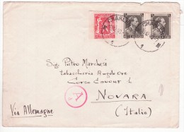 L. Affr. N°423 + PU Léopold III De CHARLEROI/1940 Pour L´Italie + Cachet De Censure Allemand. - Guerre 40-45 (Lettres & Documents)