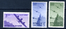 1946 - SAINT-MARIN - SAN MARINO - A54+55+59 (f.to Biondi) - LH - (SM2017.43..) - Luchtpost