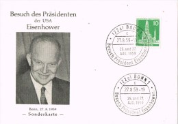 10200. Tarjeta BONN (Berlin) 1959. President Eisenhower - Cartas & Documentos