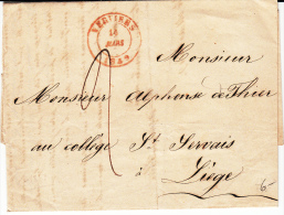 BELGIUM USED COVER 14/03/1849 VERVIERS VERS LIEGE - 1830-1849 (Unabhängiges Belgien)