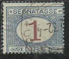 ITALIA REGNO ITALY KINGDOM 1890 - 1894 SEGNATASSE DEL 1870 TAXES DUE TASSE CIFRA NUMERAL LIRE 1 TIMBRATO USED - Taxe