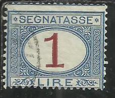ITALIA REGNO ITALY KINGDOM 1890 - 1894 SEGNATASSE DEL 1870 TAXES DUE TASSE CIFRA NUMERAL LIRE 1 TIMBRATO USED - Portomarken